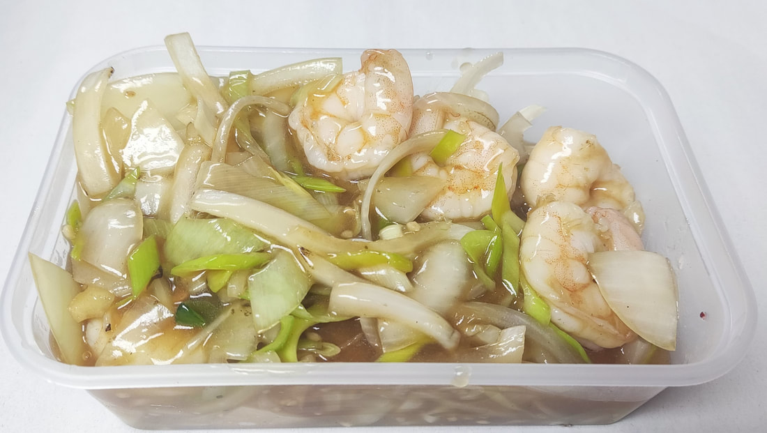 King prawns ginger and onion Picture